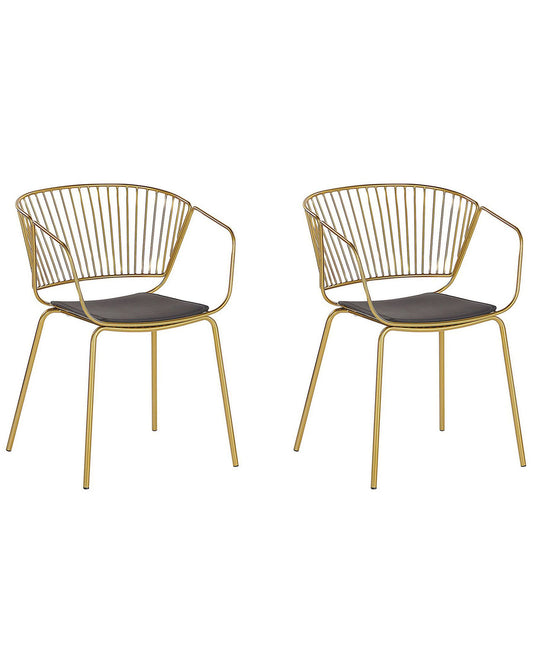Set of 2 Metal Dining Chairs Gold RIGBY